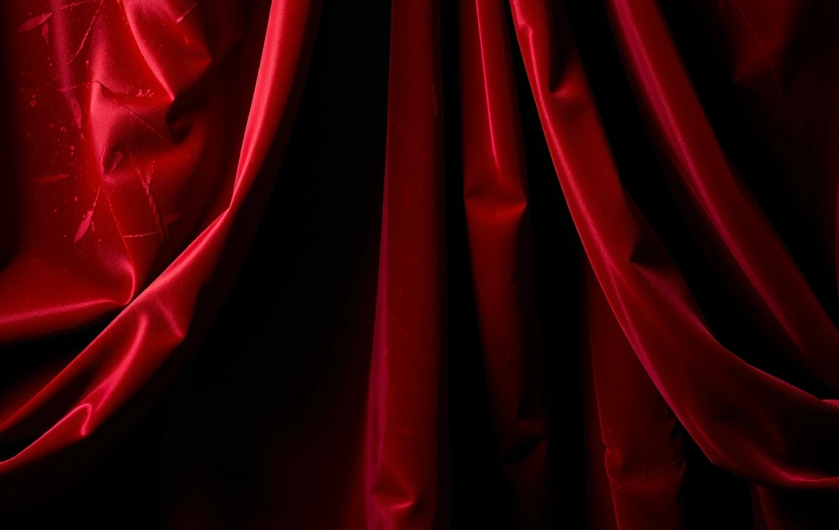Rideaux de velours rouge profond